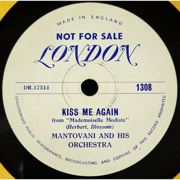 Mantovani Promo 78 Kiss Me Again / Italian Street Song on London 1308 E+ - Picture 1 of 4